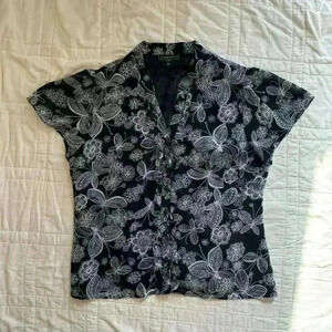 Y2K Elementz Whimsigoth button up chiffon blouse flutter women’s large boho chic